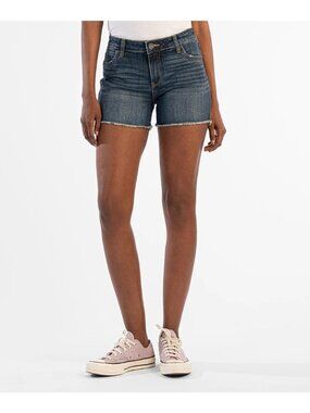 Kut from the Kloth Women's Gidget Mid Rise Fray Short Blue Size 20W NWT